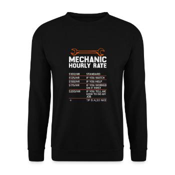 Mécanicien Taux horaire Mécanicien drôle - Sweat-shirt Unisexe - noir - Devant - Alina (178cm) & Michal (187cm)