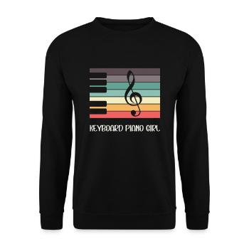 Tastatur Klavier Mädchen Klavierspieler Lustig - Unisex Pullover - Schwarz - Vorne - Alina (178cm) & Michal (187cm)