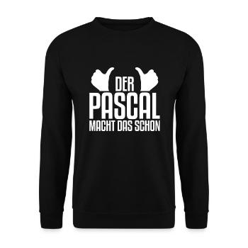 Pascal Namenstag Kalle Geschenkidee - Unisex Pullover - Schwarz - Vorne - Alina (178cm) & Michal (187cm)