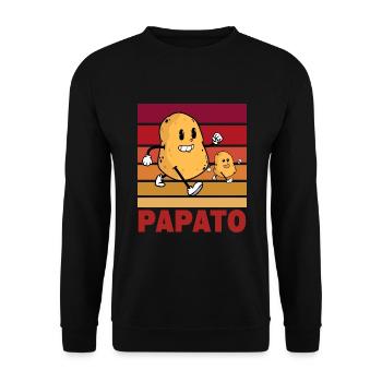 Papa Papato Vater und Sohn Kartoffel Geschenk - Unisex Pullover - Schwarz - Vorne - Alina (178cm) & Michal (187cm)