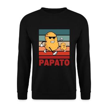 Papa Papato Vater und Sohn Kartoffel Geschenk - Unisex Pullover - Schwarz - Vorne - Alina (178cm) & Michal (187cm)