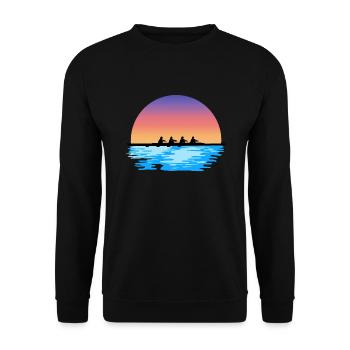 Rudern, Frauen Ruderteam, Wasser und Sonne - Unisex Pullover - Schwarz - Vorne - Alina (178cm) & Michal (187cm)