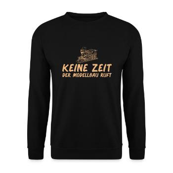 Modelleisenbahn Lok Modellbau Modelleisenbahner - Unisex Pullover - Schwarz - Vorne - Alina (178cm) & Michal (187cm)