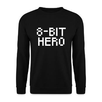 8-Bit Hero - white - Unisex Sweatshirt - black - Front - Alina (178cm) & Michal (187cm)