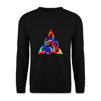 Farbenfroher keltischer Knoten - Unisex Pullover - Schwarz - Vorne - Alina (178cm) & Michal (187cm)