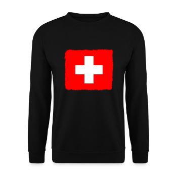 Drapeau de la Suisse Vintage Croix Utilisé Look Suisse - Sweat-shirt Unisexe - noir - Devant - Alina (178cm) & Michal (187cm)