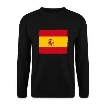 Spanien Flagge Vintage Spanische Fahne Used Look - Unisex Pullover - Schwarz - Vorne - Alina (178cm) & Michal (187cm)