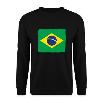Brasilien Flagge Brasilianische Fahne Südamerika - Unisex Pullover - Schwarz - Vorne - Alina (178cm) & Michal (187cm)