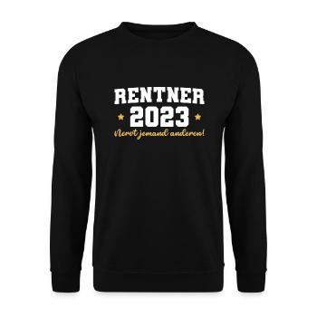 Rente 2023 Arbeitskollege Ruhestand Rentner - Unisex Pullover - Schwarz - Vorne - Alina (178cm) & Michal (187cm)
