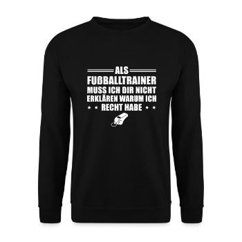 Fußballtrainer Humor Sportverein Trainer - Unisex Pullover - Schwarz - Vorne - Alina (178cm) & Michal (187cm)