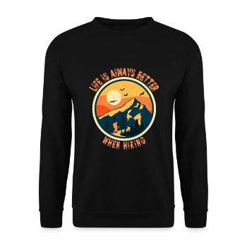 Life Is Always Better When Hiking T-Shirt - Unisex Pullover - Schwarz - Vorne - Alina (178cm) & Michal (187cm)