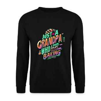 Grandpa is a baker, our grandpa likes to bake - Unisex Sweatshirt - black - Front - Alina (178cm) & Michal (187cm)