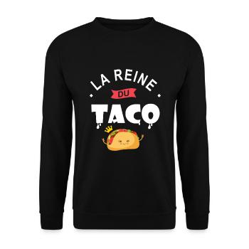 la reine du taco cadeau femme chef taco - Sweat-shirt Unisexe - noir - Devant - Alina (178cm) & Michal (187cm)