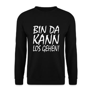 BIN DA KANN LOSGEHEN - Unisex Pullover - Schwarz - Vorne - Alina (178cm) & Michal (187cm)