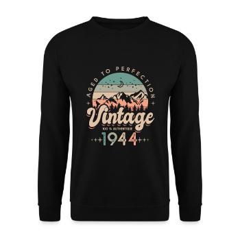 1944 Vintage Birthday Born in 1944 - Unisex Sweatshirt - black - Front - Alina (178cm) & Michal (187cm)