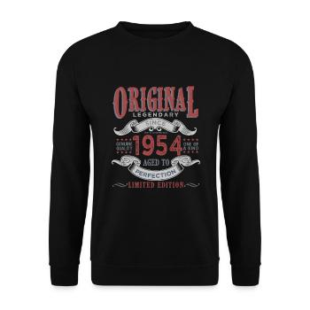 Jahrgang 1954 1954 Geburtstagsgeschenk - Unisex Pullover - Schwarz - Vorne - Alina (178cm) & Michal (187cm)