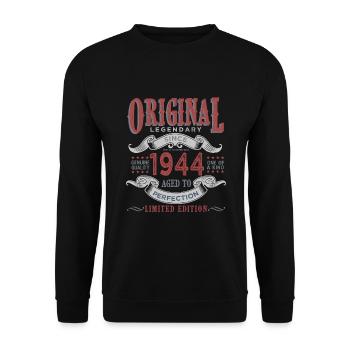 Born in 1944 1944 Birthday Gift - Unisex Sweatshirt - black - Front - Alina (178cm) & Michal (187cm)