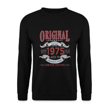 Né en 1975 Cadeau 1975 Anniversaire - Sweat-shirt Unisexe - noir - Devant - Alina (178cm) & Michal (187cm)