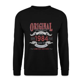 Jahrgang 1984 1984 Geburtstagsgeschenk - Unisex Pullover - Schwarz - Vorne - Alina (178cm) & Michal (187cm)