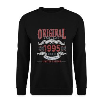 Born in 1995 Gift 1995 Anniversary - Unisex Sweatshirt - black - Front - Alina (178cm) & Michal (187cm)