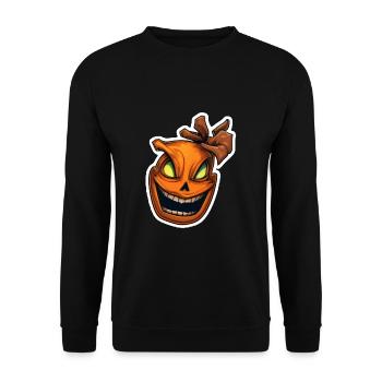 Halloween- böser, lachender Kürbis - Unisex Pullover - Schwarz - Vorne - Alina (178cm) & Michal (187cm)