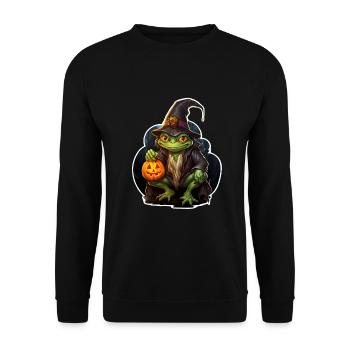 Halloween Frosch - Unisex Pullover - Schwarz - Vorne - Alina (178cm) & Michal (187cm)