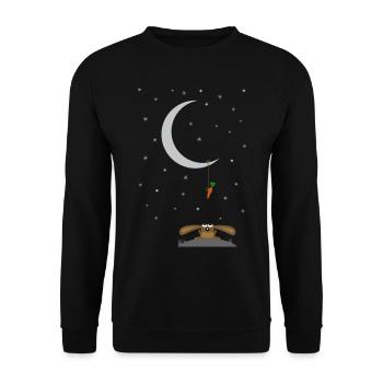 rabbit stares at a carrot on the moon - Unisex Sweatshirt - black - Front - Alina (178cm) & Michal (187cm)