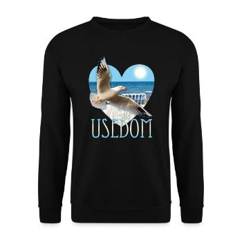 J'aime Usedom - Seagull Baltique lac de l'île - Sweat-shirt Unisexe - noir - Devant - Alina (178cm) & Michal (187cm)