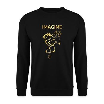 Imagine Fantasy Dragon Tattoo Style Design - Unisex Sweatshirt - black - Front - Alina (178cm) & Michal (187cm)