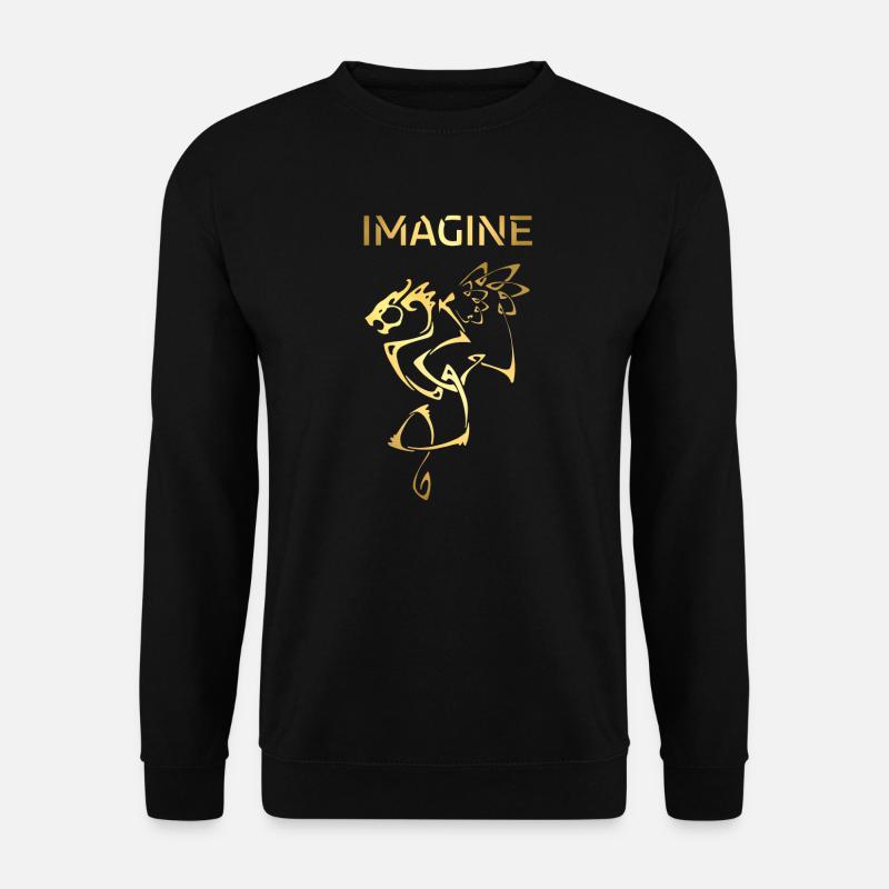 Imagine Fantasy Dragon Tattoo Style Design - Unisex Pullover - Schwarz