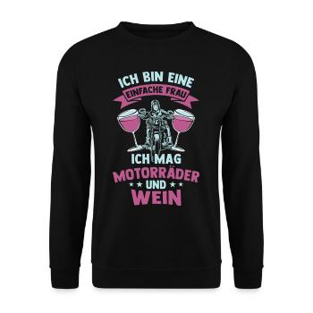 Frauen Motorrad Fahrerin Biker Girl Geschenk - Unisex Pullover - Schwarz - Vorne - Alina (178cm) & Michal (187cm)