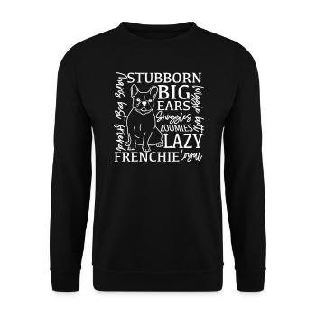 FRENCH BULLDOGGEN SÜß LIEBE HUNDEN BULLDOGGE MOTIV - Unisex Pullover - Schwarz - Vorne - Alina (178cm) & Michal (187cm)