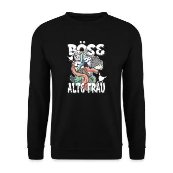 Evil old woman - crazy unicorn - Unisex Sweatshirt - black - Front - Alina (178cm) & Michal (187cm)
