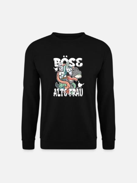 Böse alte Frau - crazy Einhorn - Unisex Pullover - Schwarz