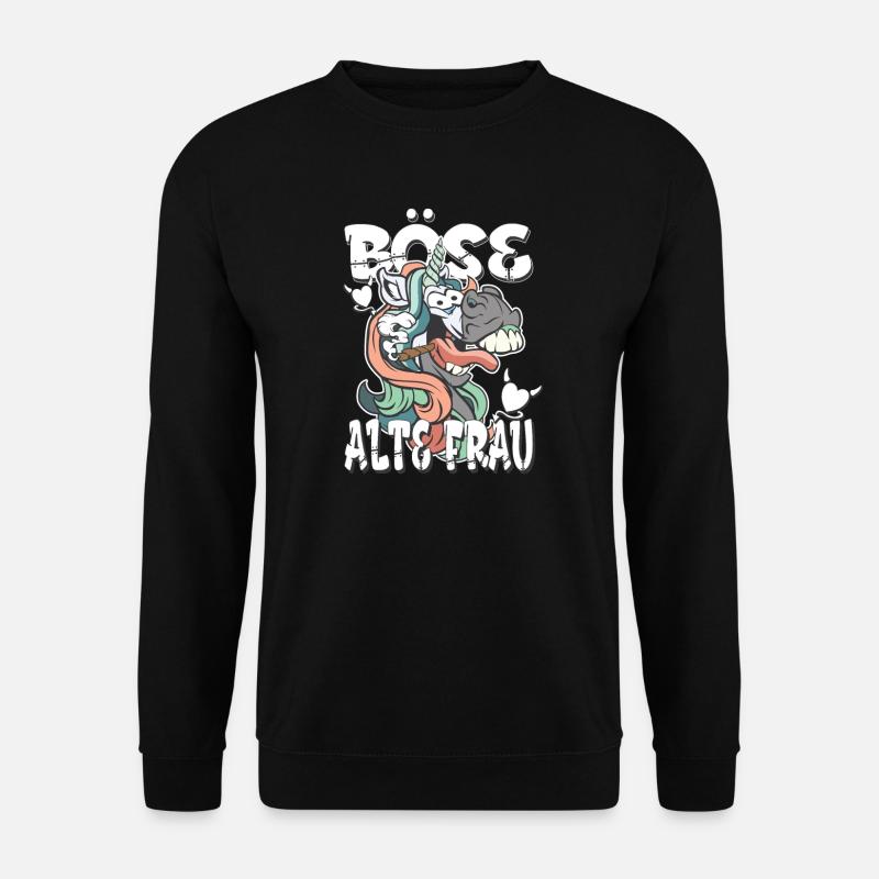 Böse alte Frau - crazy Einhorn - Unisex Pullover - Schwarz