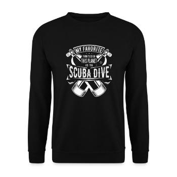 My Favorite thing to do is Scuba Diving Geschenk - Unisex Pullover - Schwarz - Vorne - Alina (178cm) & Michal (187cm)