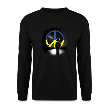 Peace Logo I stand with Ukraine Peace not War - Unisex Sweatshirt - black - Front - Alina (178cm) & Michal (187cm)
