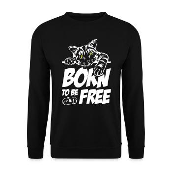 Cat Lover Born To Be Free - Unisex Pullover - Schwarz - Vorne - Alina (178cm) & Michal (187cm)