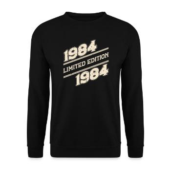 1984 BC Limitierte Auflage - 1984 Geburtstagsgeschenk - Unisex Pullover - Schwarz - Vorne - Alina (178cm) & Michal (187cm)