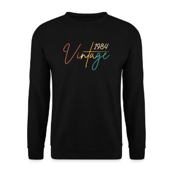 Elegant und vintage 1984 - 1984 Geburtstagsgeschenk - Unisex Pullover - Schwarz - Vorne - Alina (178cm) & Michal (187cm)