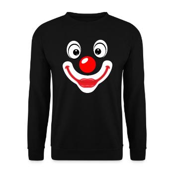 Clown Gesicht Kostüm Kölner Karneval Fasching Nase - Unisex Pullover - Schwarz - Vorne - Alina (178cm) & Michal (187cm)