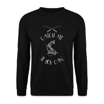 Fang mich doch! - Unisex Pullover - Schwarz - Vorne - Alina (178cm) & Michal (187cm)