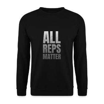 All Reps Matter Fitness Studio Gym Spruch - Unisex Pullover - Schwarz - Vorne - Alina (178cm) & Michal (187cm)
