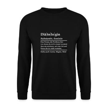 Diätologin Definition Wörterbuch Lustig Genie - Unisex Pullover - Schwarz - Vorne - Alina (178cm) & Michal (187cm)