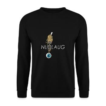 Nudlaug Wiener dialekt Lustig Österreich - Unisex Pullover - Schwarz - Vorne - Alina (178cm) & Michal (187cm)