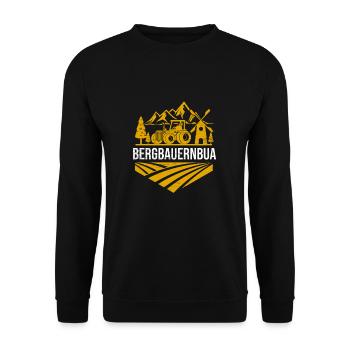 Bergbauernbua Felder Traktor Berge Dialekt - Unisex Pullover - Schwarz - Vorne - Alina (178cm) & Michal (187cm)