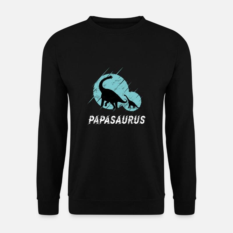 Papasaurus Brontosaurus Vater und Sohn Dino - Unisex Pullover - Schwarz