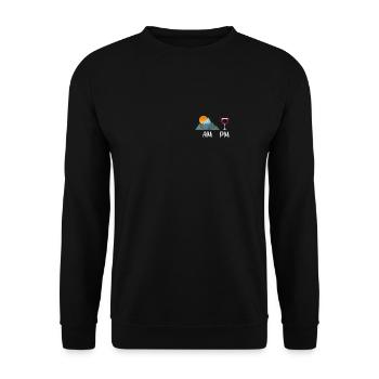 Hiking AM Wine Glas PM Mountains Mountaineering - Unisex Sweatshirt - black - Front - Alina (178cm) & Michal (187cm)