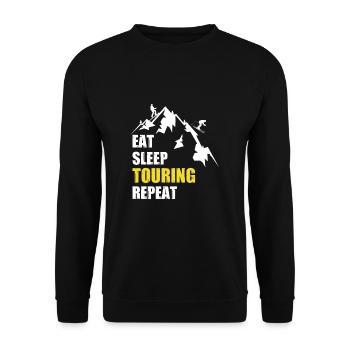 Eat Sleep Touring Repeat Skiwanderung Tourenski - Unisex Pullover - Schwarz - Vorne - Alina (178cm) & Michal (187cm)