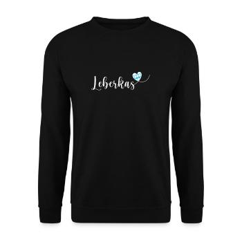 Leberkas Österreich Herz Leberkäsesemmel - Unisex Pullover - Schwarz - Vorne - Alina (178cm) & Michal (187cm)